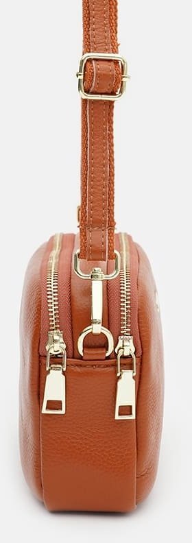 Жіноча шкіряна сумка через плече в коричневому кольорі на два відділення Borsa Leather (59129)