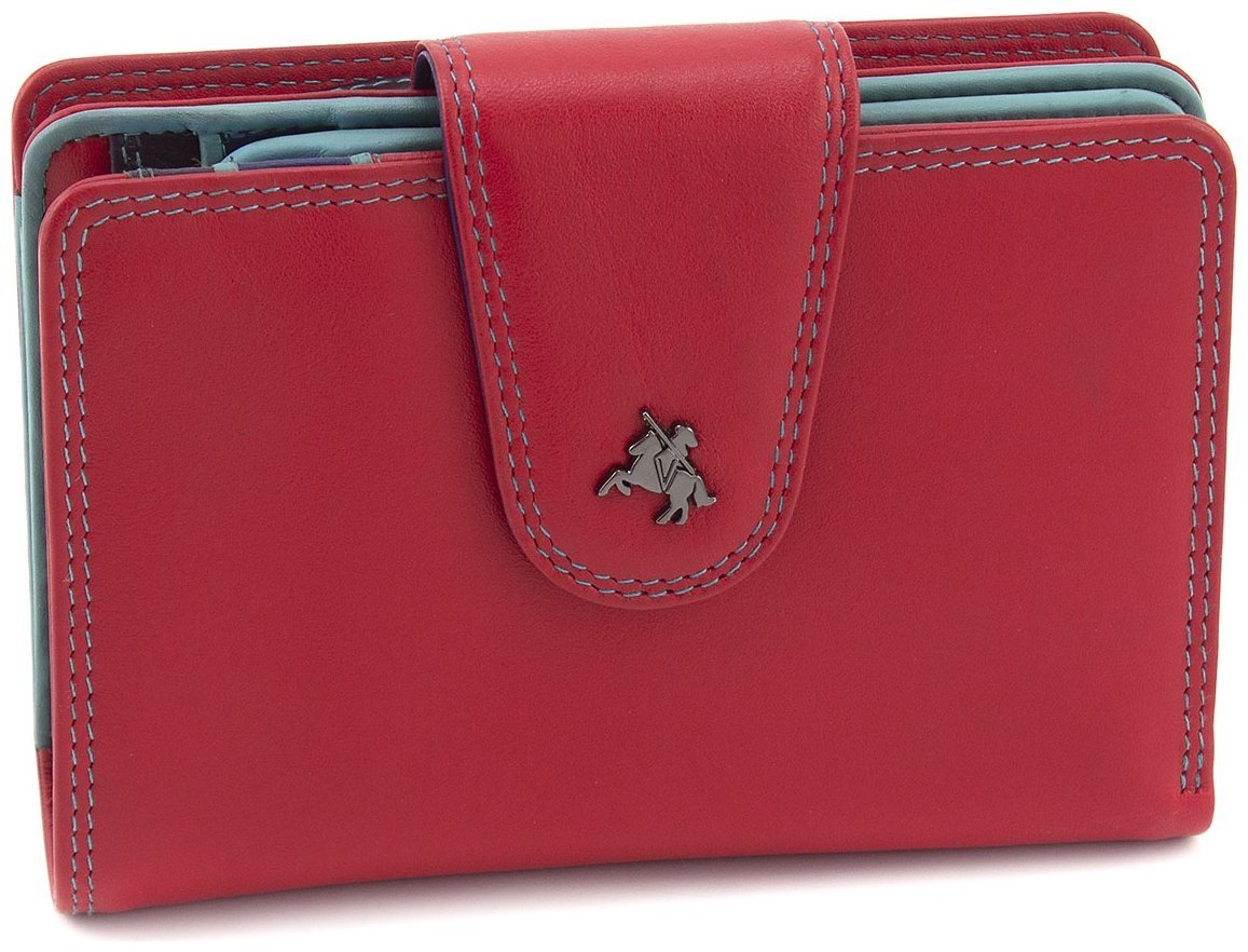 Компактный женский кошелек из качественной кожи красного цвета Visconti Poppy 69129
