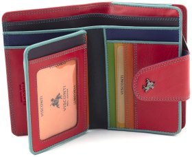 Компактний жіночий гаманець з якісної шкіри червоного кольору Visconti Poppy 69129