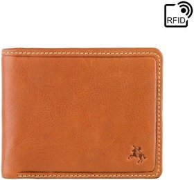 Світло-коричневе чоловіче портмоне з натуральної шкіри з монетницею та RFID - Visconti Newton 69229