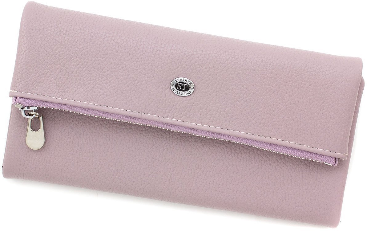 Жіночий горизонтальний гаманець темно-рожевого кольору з натуральної шкіри ST Leather (15349)
