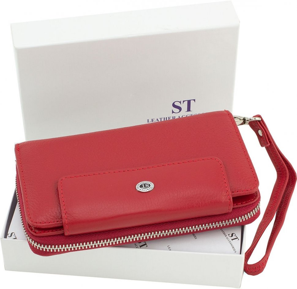 Червоний жіночий гаманець середнього розміру з натуральної шкіри ST Leather (15367)
