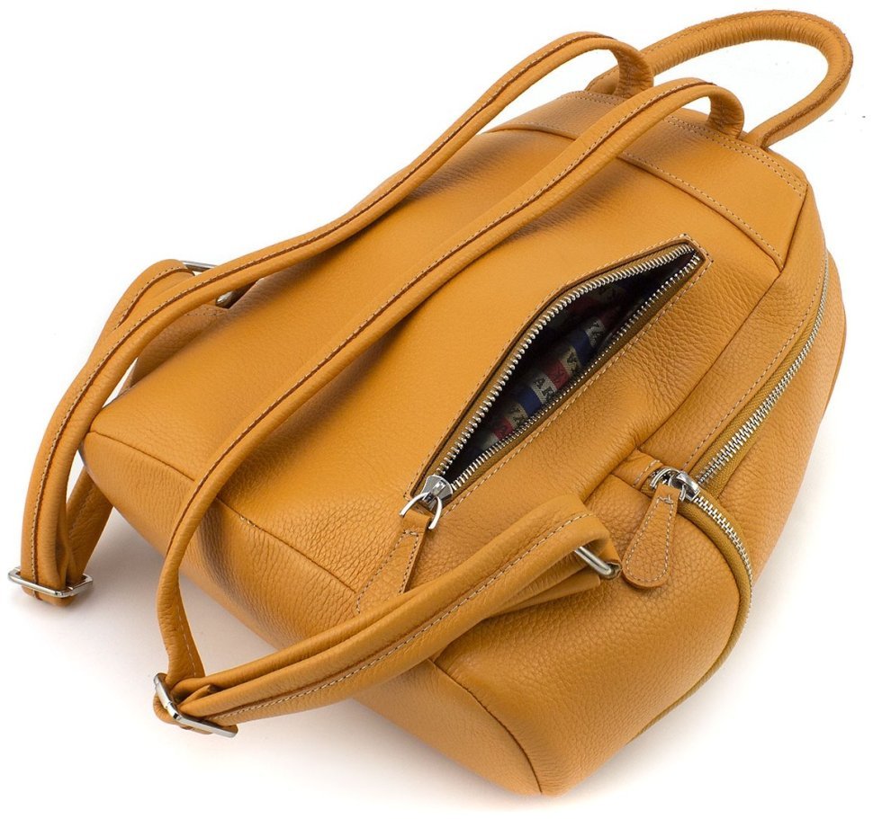 Жіночий міський рюкзак з натуральної шкіри помаранчевого кольору KARYA 69729