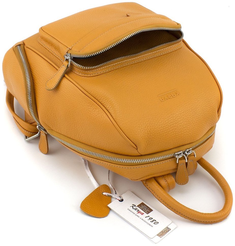 Женский городской рюкзак из натуральной кожи оранжевого цвета KARYA 69729
