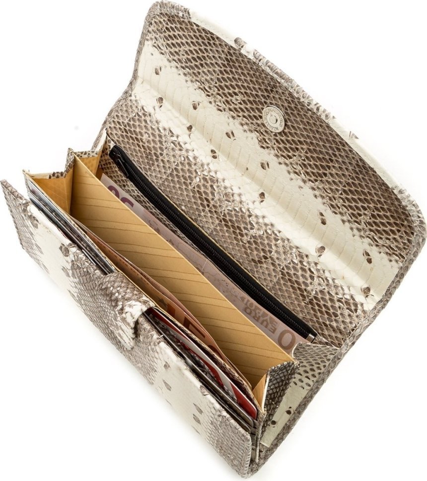 Бежевий гаманець зі справжньої шкіри морської змії SEA SNAKE LEATHER (024-18550)