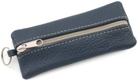 Синя ключниця великого розміру із фактурної шкіри на блискавці ST Leather 70830