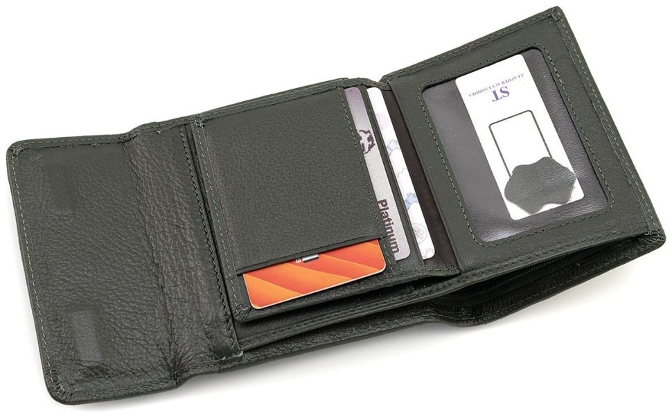 Женское кожаное небольшого размера портмоне зеленого цвета ST Leather 90830 modnotak фото №9