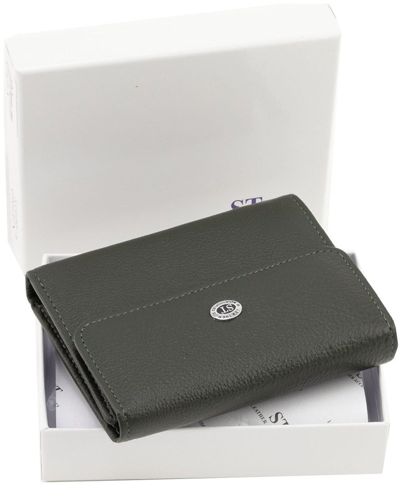 Женское кожаное небольшого размера портмоне зеленого цвета ST Leather 90830 modnotak фото №10