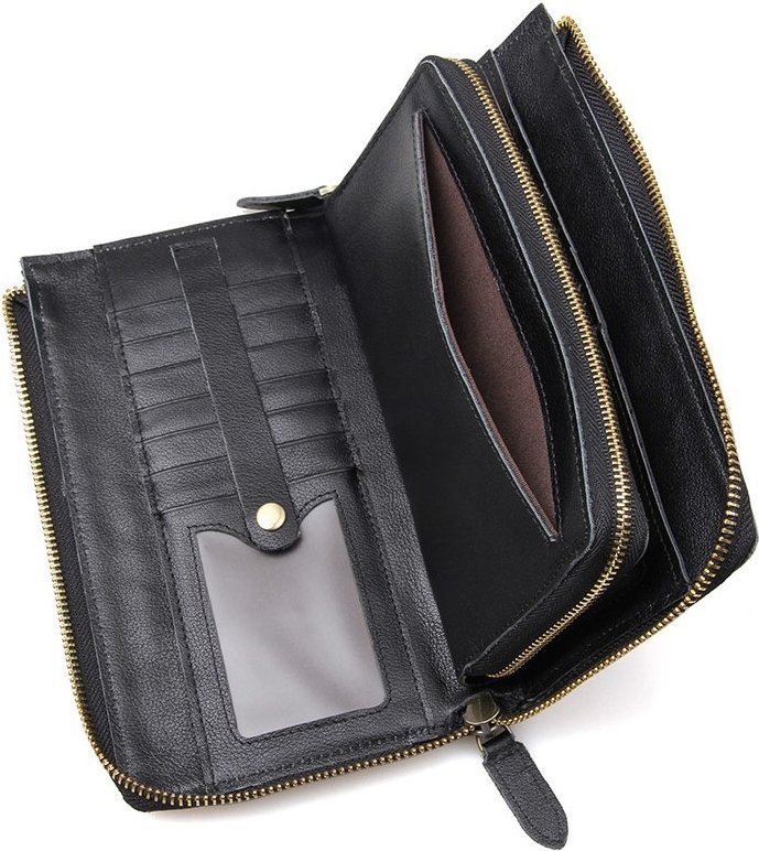 Класичний чоловічий гаманець клатч чорного кольору VINTAGE STYLE (14442)