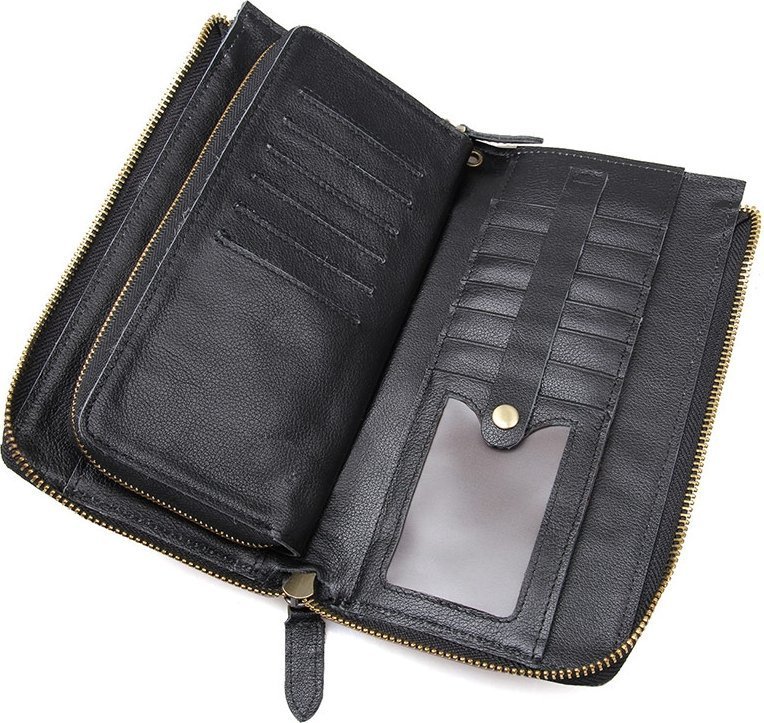 Класичний чоловічий гаманець клатч чорного кольору VINTAGE STYLE (14442)