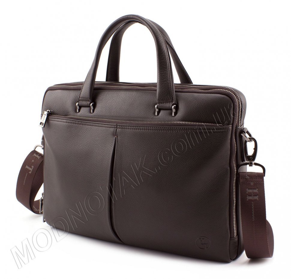 Ділова шкіряна сумка коричневого кольору для документів H.T Leather Premium Collection (10233)