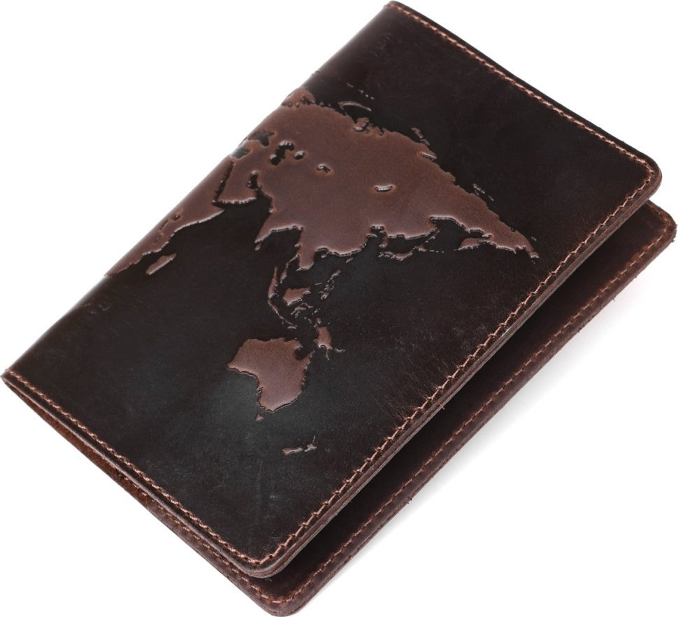 Оригінальна обкладинка на паспорт із натуральної шкіри коричневого кольору Shvigel (2416135)