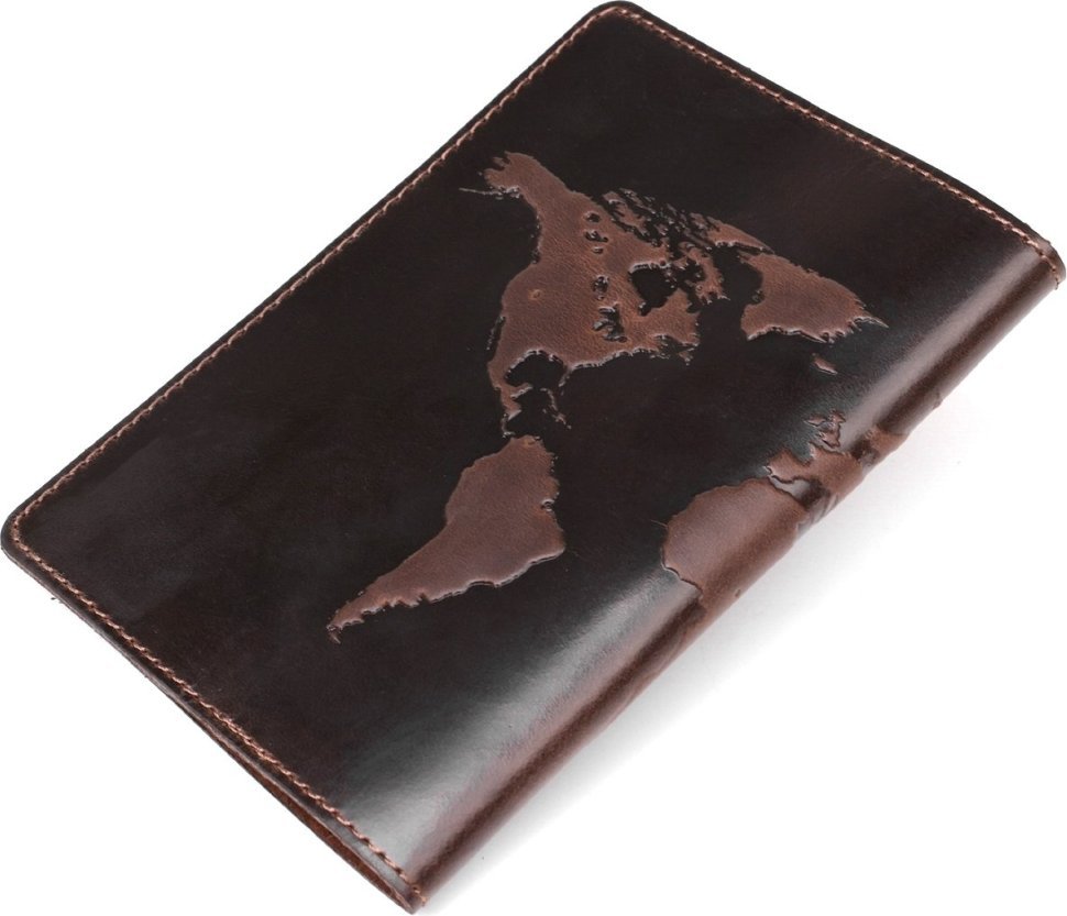 Оригінальна обкладинка на паспорт із натуральної шкіри коричневого кольору Shvigel (2416135)