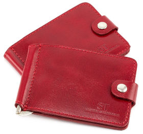 Яркий зажим для денег красного цвета ST Leather (16871)