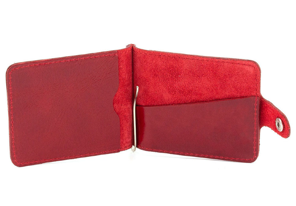 Яскравий затиск для грошей червоного кольору ST Leather (16871)