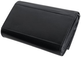 Повсякденний гаманець із гладкої шкіри на кнопці Vip Collection 102330 чорного кольору