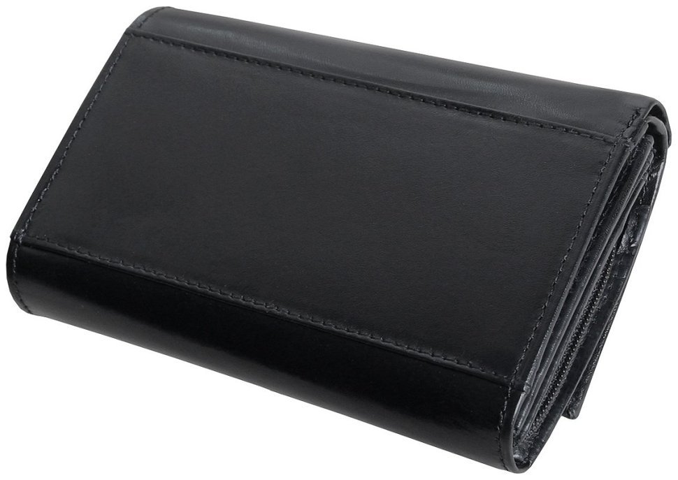 Повседневный кошелек из гладкой кожи на кнопке Vip Collection 102330 черного цвета фото №2 Повседневный кошелек из гладкой кожи на кнопке Vip Collection 102330 черного цвета modnotak фото №2
