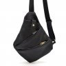 Черная мужская сумка-слинг через плечо из натуральной кожи с гладкой поверхностью TARWA (19665) - 1