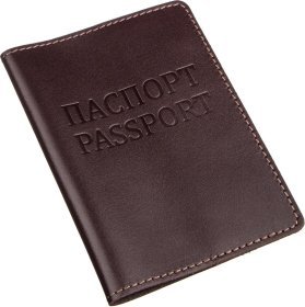 Коричневая обложка на паспорт из гладкой кожи SHVIGEL (2413976)