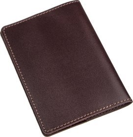 Коричнева обкладинка на паспорт з гладкої шкіри SHVIGEL (2413976)