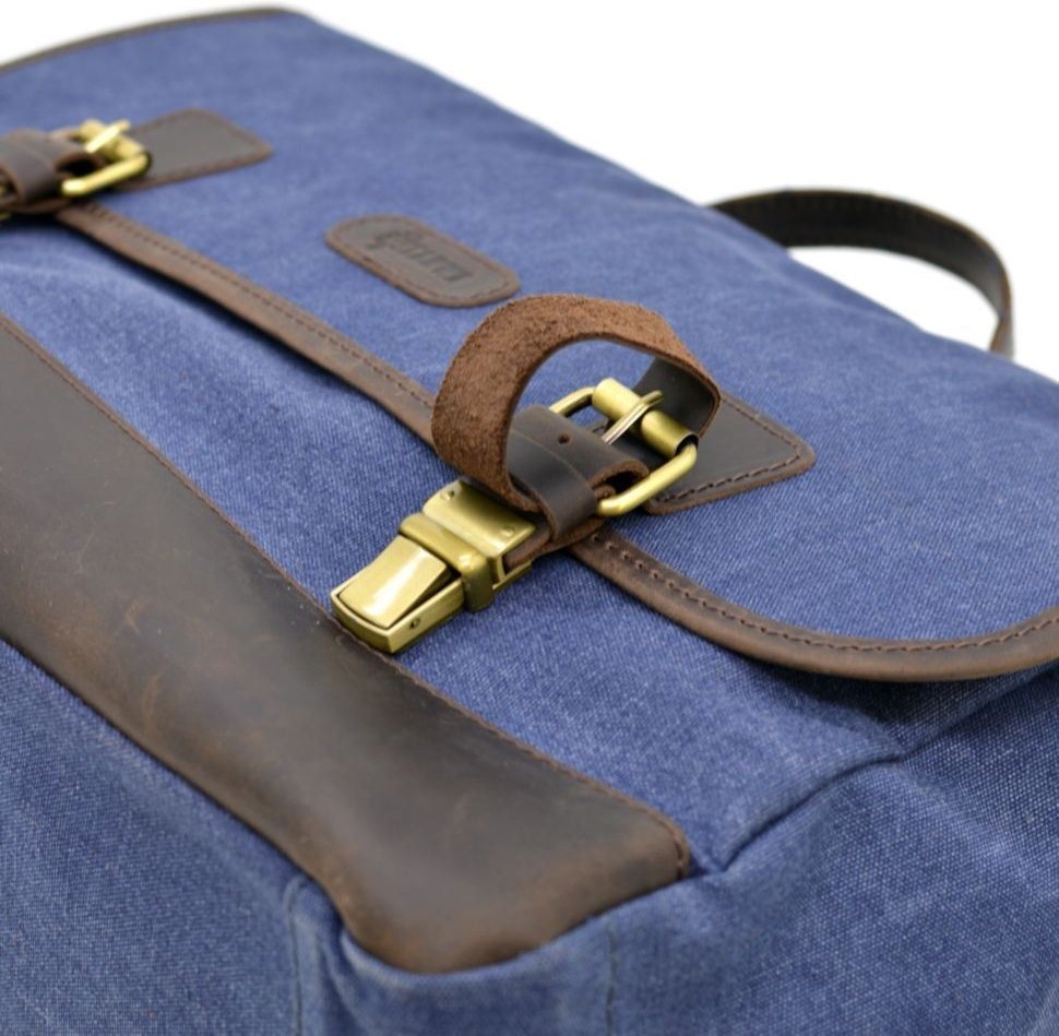 Яркий мужской портфель из текстиля с кожаными вставками TARWA (19921)
