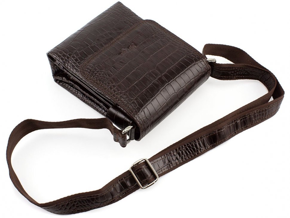 Шкіряна сумка коричневого кольору з клапаном KARYA (0576-57)