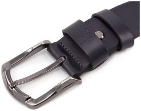 Стильный ремень синего цвета из итальянской кожи Grande Pelle (43224)