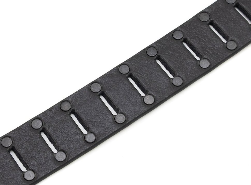 Ремінь із натуральної італійської шкіри з перфорацією та заклепками Gherardini 40836 (чорний modnotak фото №3