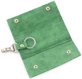 Зеленая ключница их матовой кожи на кнопках Grande Pelle (15725)