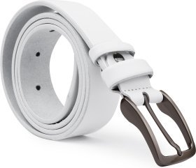 Брючный ремень из гладкой кожи белого цвета Vintage (2420724)