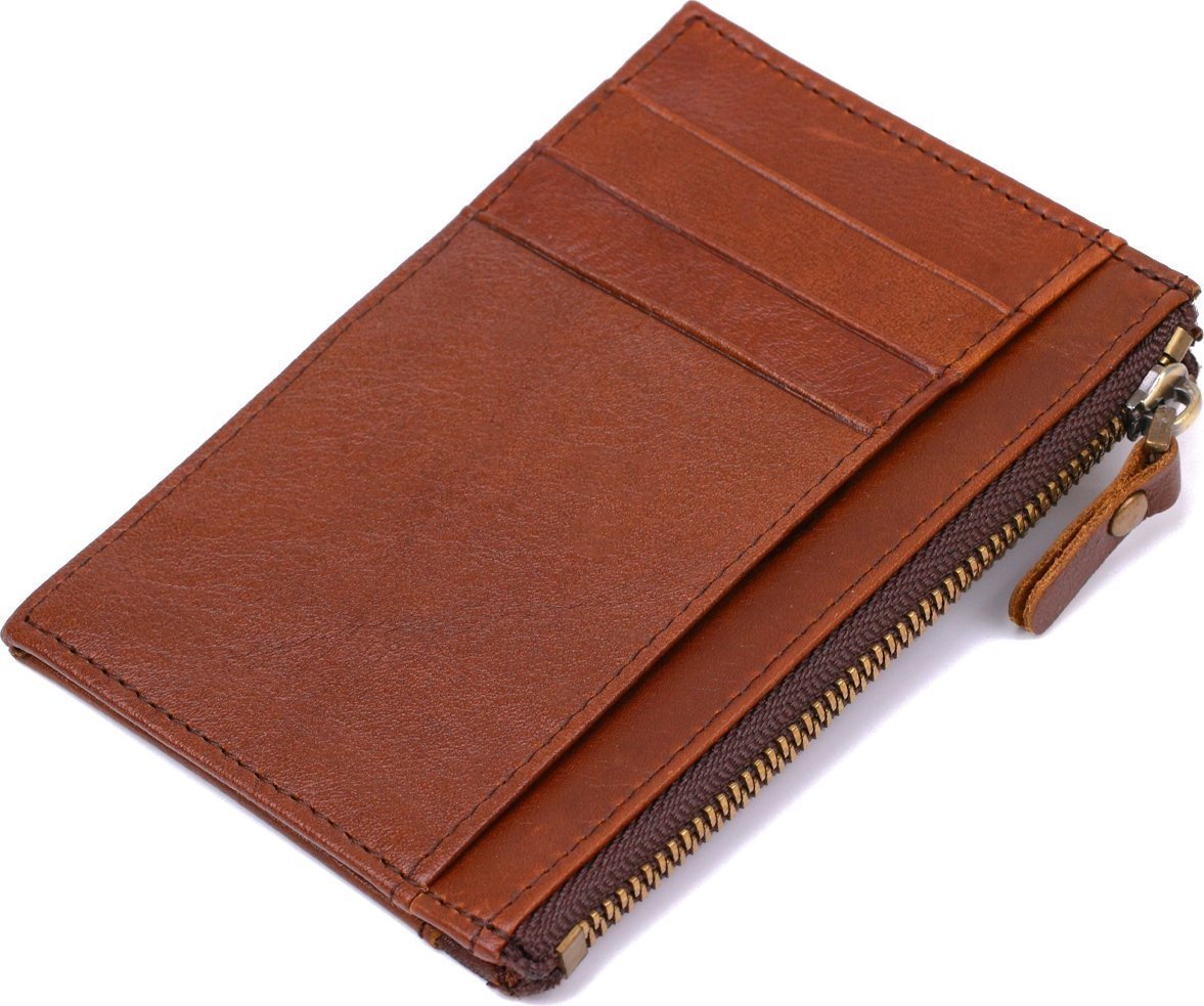 Компактная кожаная визитница коричневого цвета Vintage (2420695)