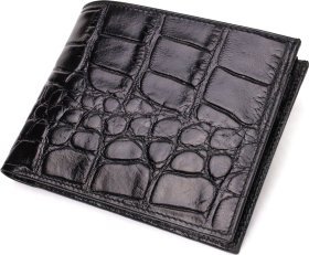 Черное мужское портмоне из натуральной кожи с тиснением под крокодила CANPELLINI (2421866)