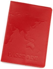 Обкладинка шкіряна на паспорт із тисненням картки Leather Collection 103330 (червоного кольору)