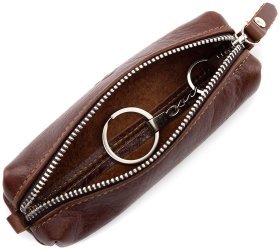 Качественная ключница из натуральной кожи цвета коньяк Grande Pelle (13276)