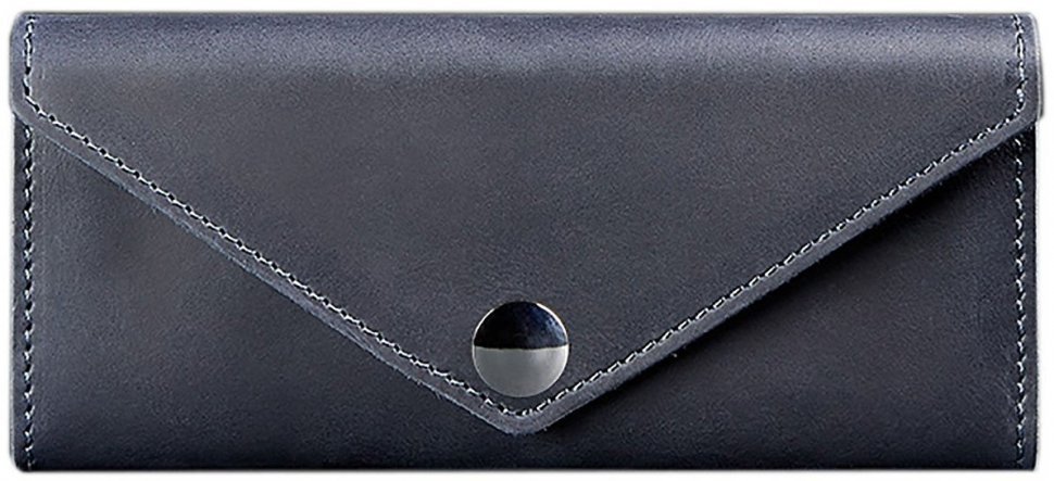 Шкіряний гаманець темно-синього кольору на кнопці BlankNote Керрі (12526)