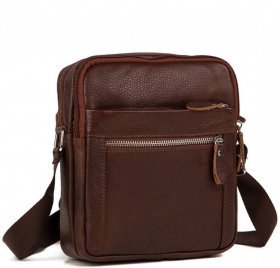 Маленька чоловіча сумка на плече з натуральної шкіри коричневого кольору Tiding Bag (15733)