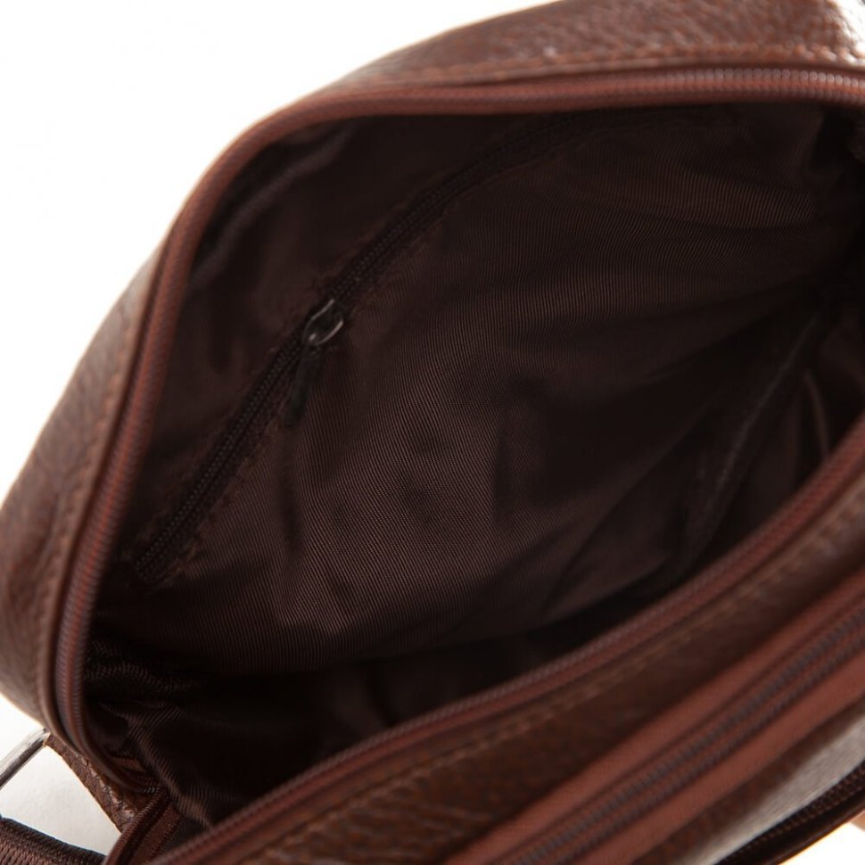Маленькая мужская сумка на плечо из натуральной кожи коричневого цвета Tiding Bag (15733)