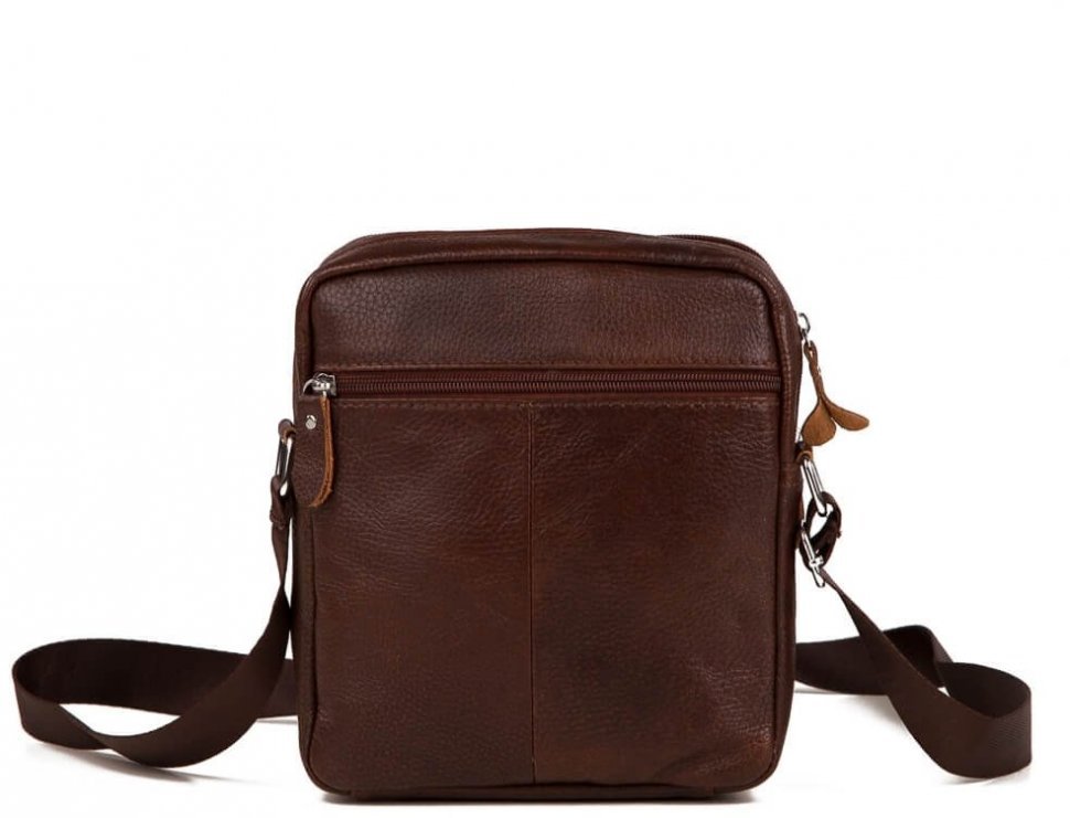 Маленькая мужская сумка на плечо из натуральной кожи коричневого цвета Tiding Bag (15733)