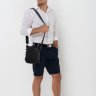 Компактная мужская черная сумка через плечо из мягкой кожи Tiding Bag (15807) - 2