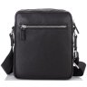 Компактная мужская черная сумка через плечо из мягкой кожи Tiding Bag (15807) - 4