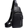 Мужская черная кожаная сумка-слинг на плечо с застежкой на молнию Tiding Bag (15884) фото №1 Мужская черная кожаная сумка-слинг на плечо с застежкой на молнию Tiding Bag (15884) modnotak фото - 1