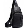 Мужская черная кожаная сумка-слинг на плечо с застежкой на молнию Tiding Bag (15884) - 1