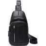 Мужская черная кожаная сумка-слинг на плечо с застежкой на молнию Tiding Bag (15884) фото №3 Мужская черная кожаная сумка-слинг на плечо с застежкой на молнию Tiding Bag (15884) modnotak фото - 3