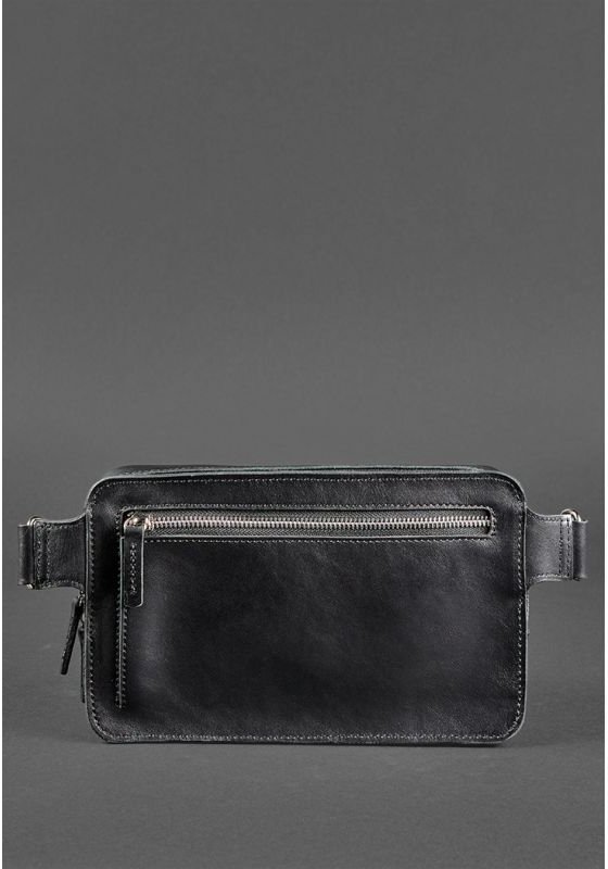 Черная поясная сумка из натуральной кожи BlankNote Dropbag Maxi (12687)