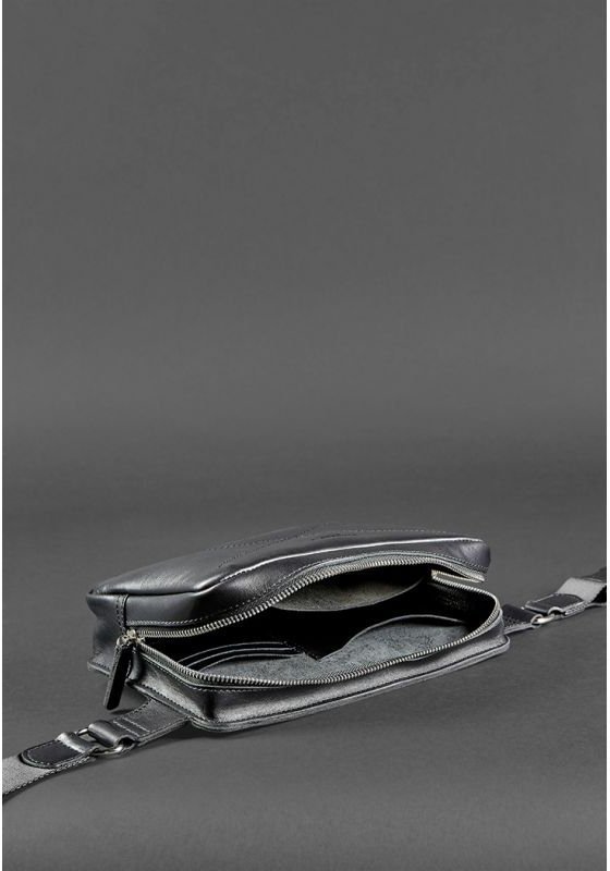 Черная поясная сумка из натуральной кожи BlankNote Dropbag Maxi (12687)