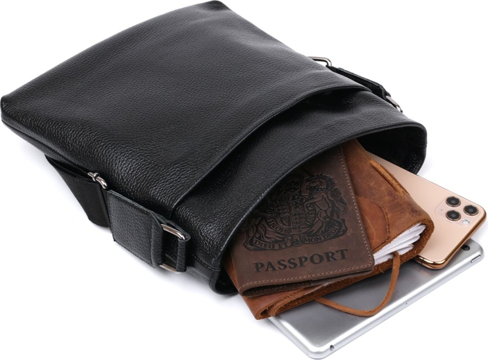 Тонкая классическая мужская сумка-планшет через плечо из кожи флотар SHVIGEL (11603)