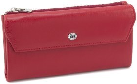 Довгий жіночий гаманець із натуральної шкіри в яскравому червоному кольорі ST Leather 73830