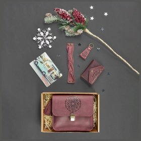 Жіночий подарунковий набір з вінтажній шкіри (сумка, Картхолдер, браслет, брелок) BlankNote (12351)
