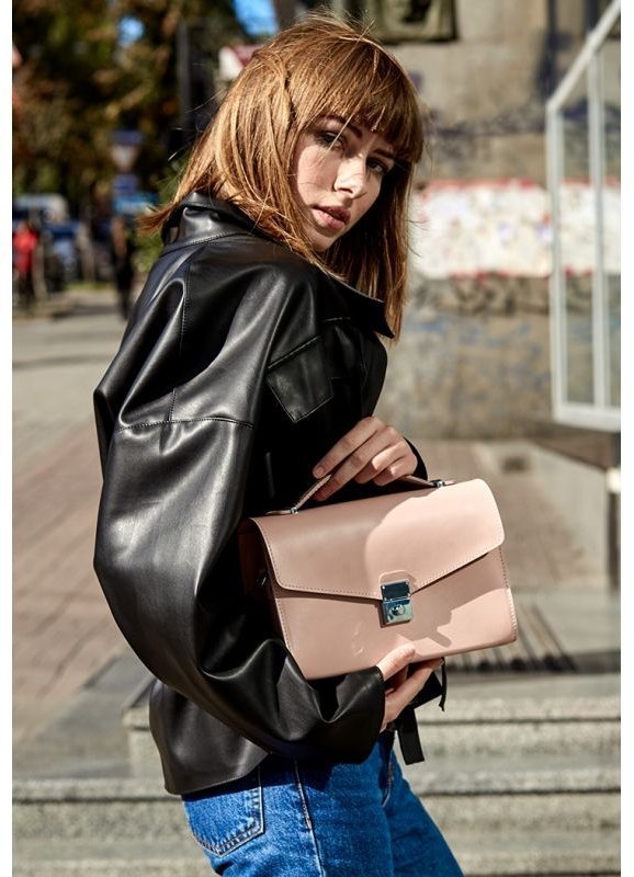 Рожева сумка-кроссбоді з натуральної шкіри українського виробництва BlankNote Lola (12795)