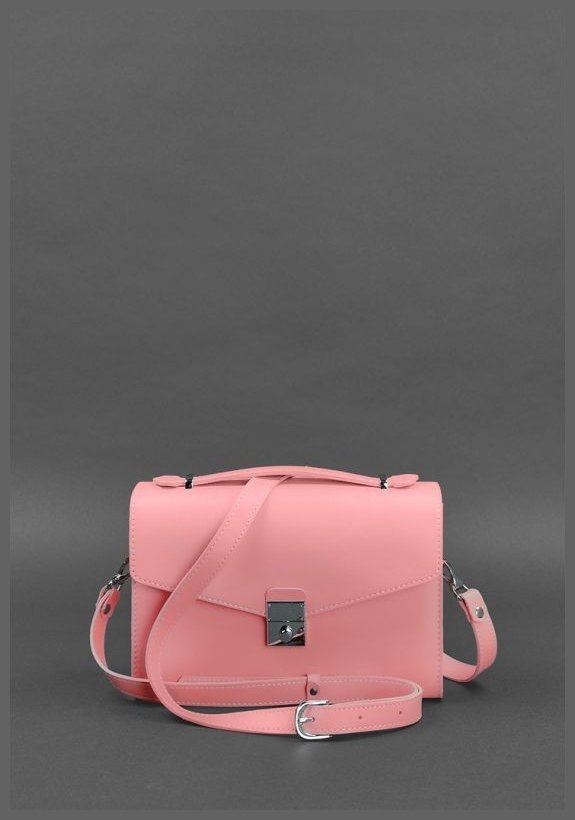 Розовая сумка-кроссбоди из натуральной кожи украинского производства BlankNote Lola (12795)